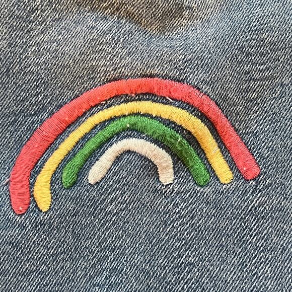 Target Pride Denim Rainbow Overalls Shortalls Womens XL High Waist Stretch Queen - Picture 4 of 6